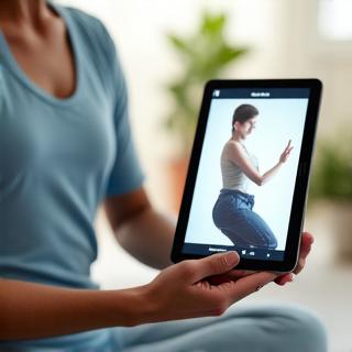 Image d'une séance de yoga en ligne sur tablette